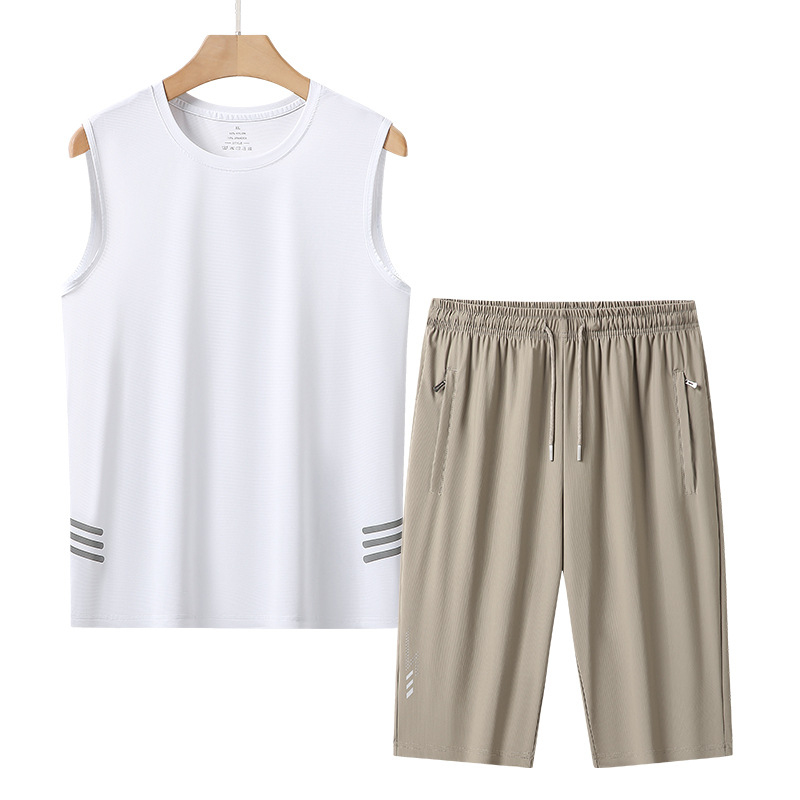 L - 8X verano chaleco de malla de hielo para hombre delgado camiseta de secado rápido para aumentar la camiseta deportiva pantalones cortos para hombres