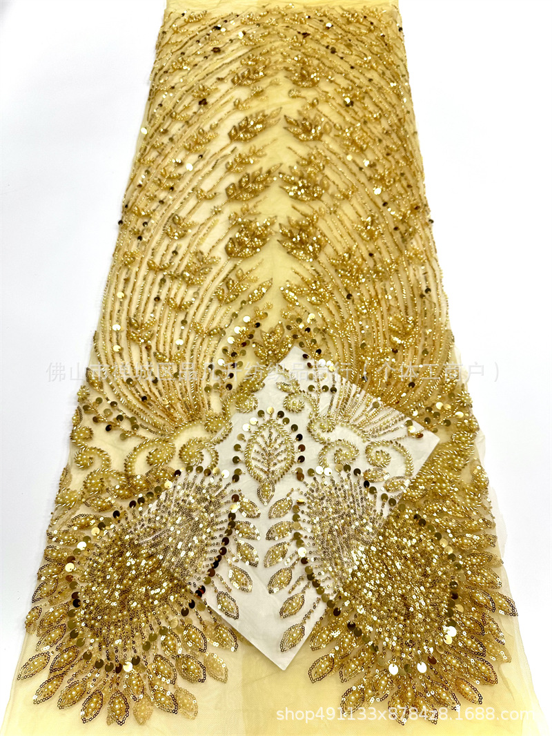 Moda alta francesa vestido de boda vestido de cena vestido de moda encaje tubo bordado tela