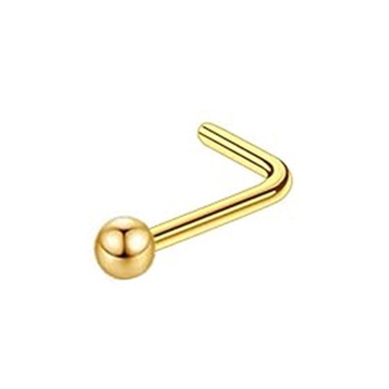 Hot-Selling Stud Stainless Steel Basic Round Zircon L-Shaped Trendy Nose Ring Niche Design Piercing Jewelry_voghion.com