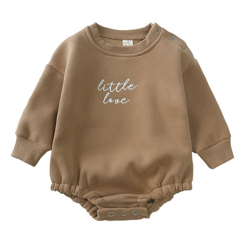 Baby category a spring and autumn all-matching jumpsuit newborn clothes baby English embroidery cotton bag fart clothes long climbing clothes