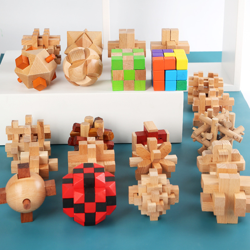 Weiweihu Puzzle Luban Lock Entrenamiento de pensamiento de habilidad práctica para niños Educación temprana Rompecabezas de resolución de bloques de construcción Juguetes educativos de madera maciza