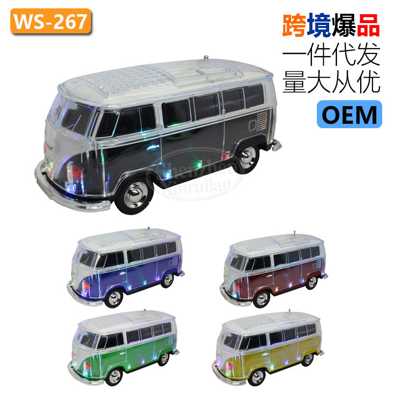 Cross-Border Popular Wster Bus Colorful Light Crystal Car Model Bluetooth Speaker Dual Speaker Bass Small Speaker Ws267 Cross-Border Popular Wster Bus Colorful Light Crystal Car Model Bluetooth Speaker Dual Speaker Bass Small Speaker Ws267