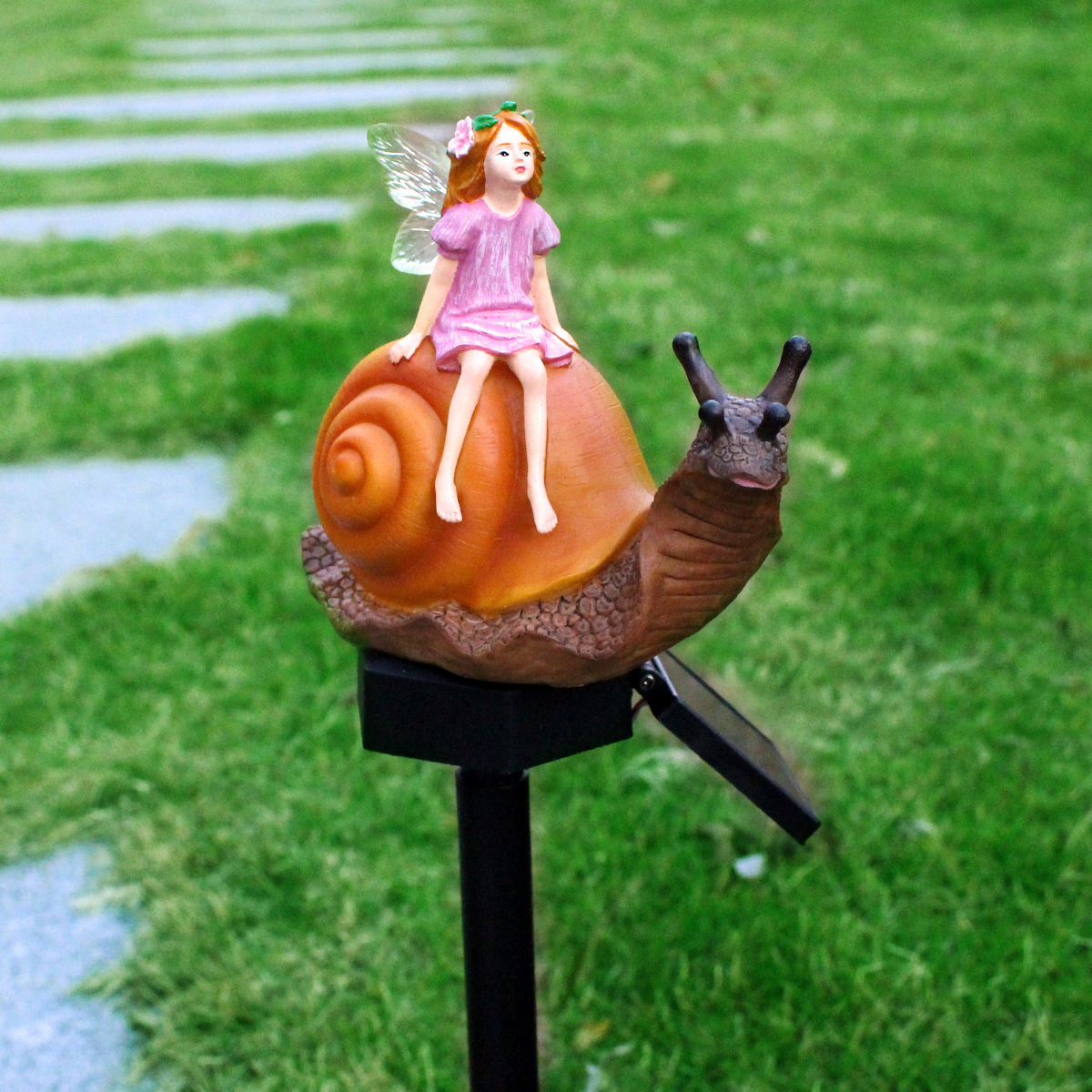 outdoor courtyard waterproof LED villa garden lawn lamp simulation snail flower fairy plug-in solar lamp