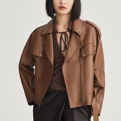 海宁皮衣女款2025新款加绒加厚皮衣女休闲绵羊洋气短款外套皮夹克
