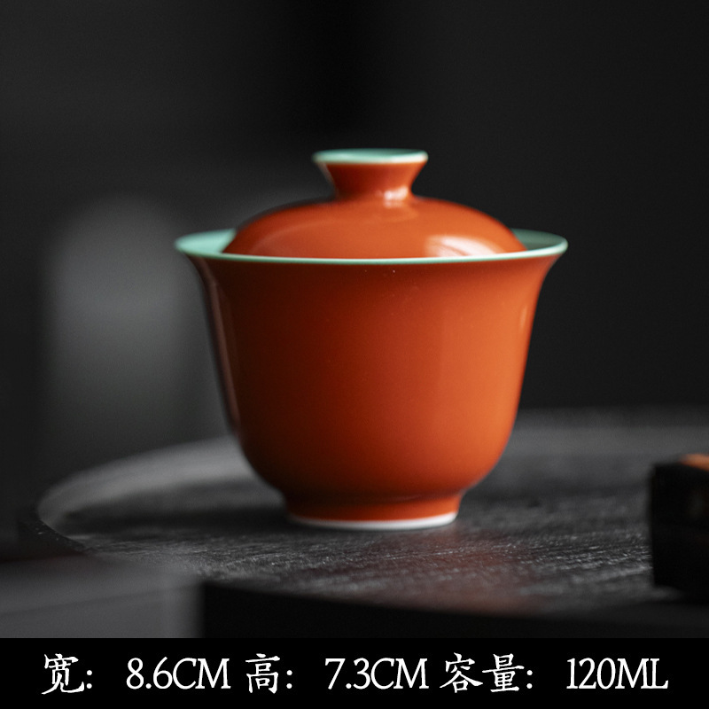 墨己故宫红内釉松石绿功夫茶具陶瓷盖碗茶壶茶杯壶承茶道配件合集|undefined
