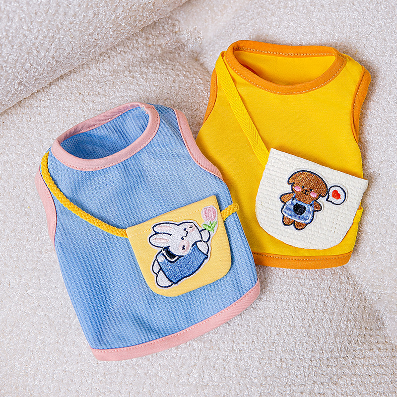Verano lindo cachorro mochila lindo pequeño animal Satchel chaleco gato ropa de dos patas ropa de perro de peluche para mascotas