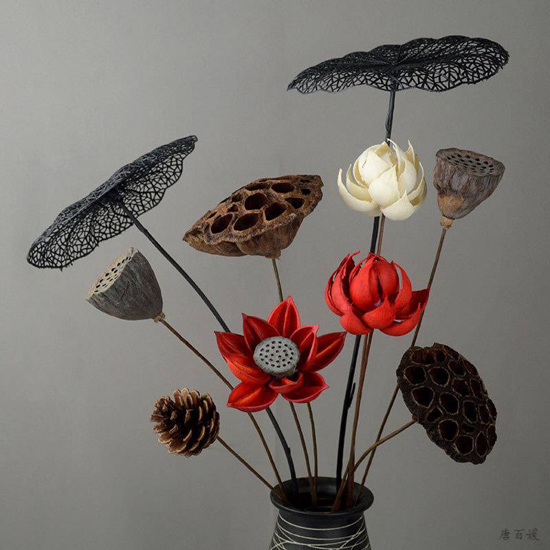 Zen Pine Cone Dried Lotus Lotus Lotus Real Flower Air-dried Natural Dried Flower Cotton Photo Small Bouquet Decorative Ornaments
