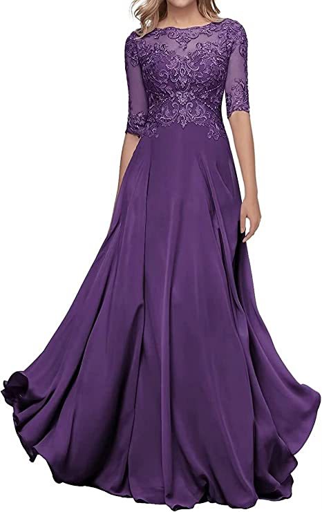 Nuevo Comercio exterior Amazon popular vestido de noche de encaje cuello redondo elegante adelgazamiento gasa largo piso-longitud vestido de banquete
