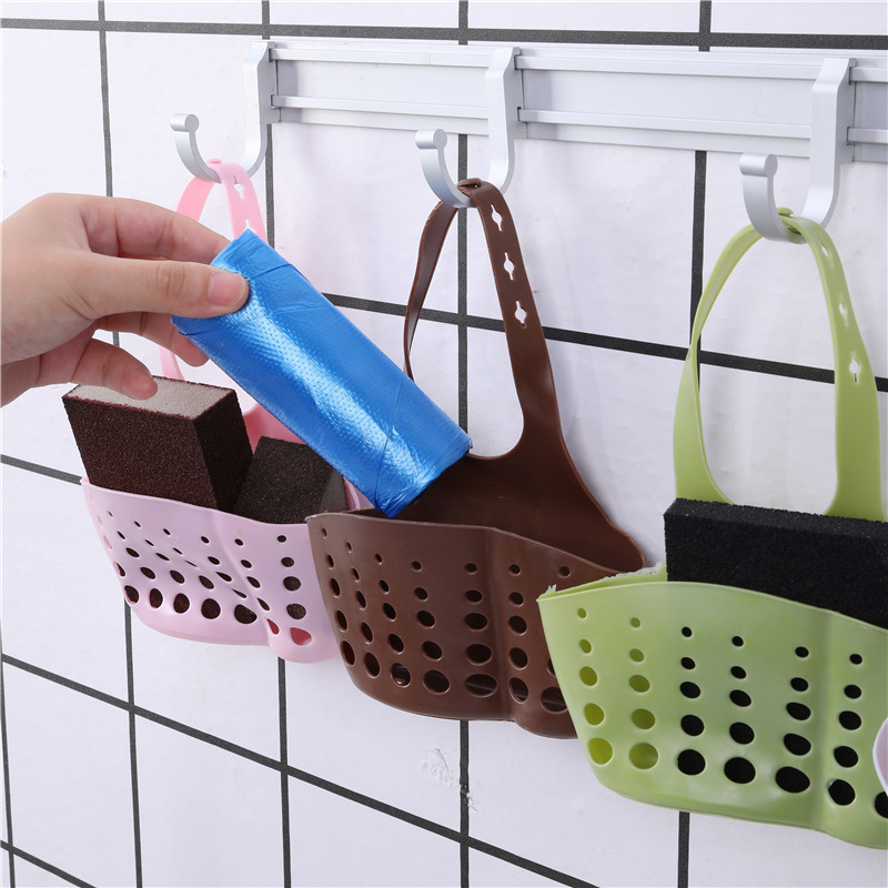 Pool storage bag sink hanging bag kitchen plastic drain rack drain basket faucet rack washing dishes drain basket