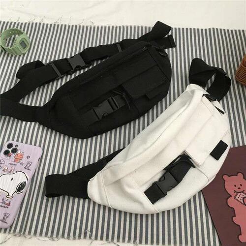 Bagins Japanese origami workwear chest bag for women Korean version student canvas crossbody waist bag trendy