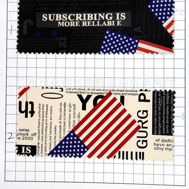 【圣瑞皮革】PVC 印刷图案箱包手袋革 国旗纹R-1333