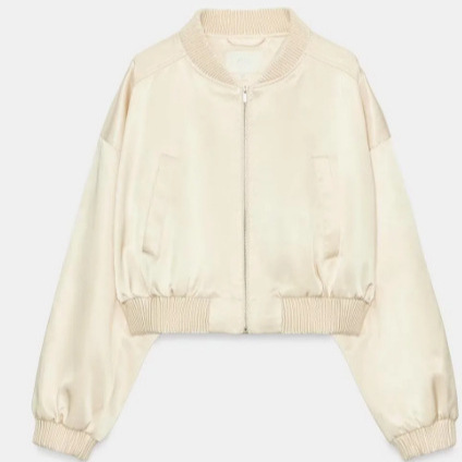 NSSF - Homemade - New Cross-border E-commerce Women's Short Silk Satin Bomber Jacket