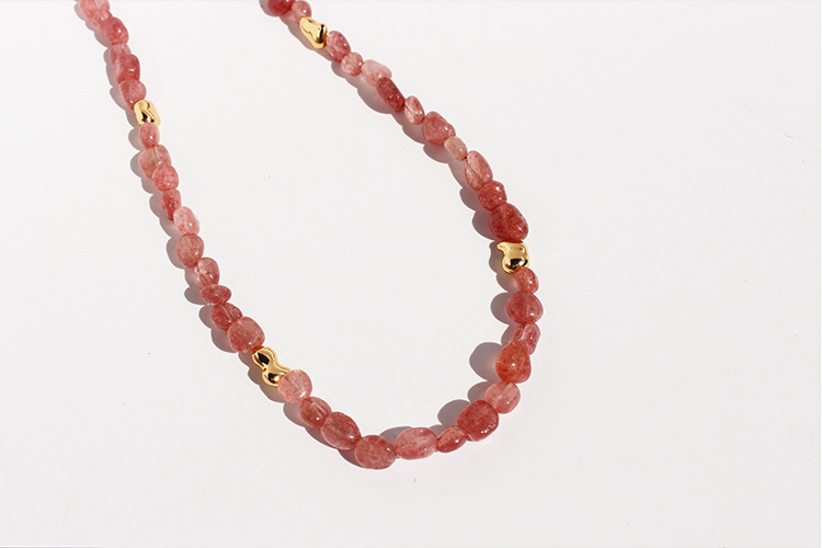 Geometric Pattern Women's Gender Beaded Design Casual Simple Style Geometric Natural Stone Brass Necklace In Bulk