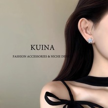 蓝色冰晶~清新甜美五角星925银针液态耳钉女气质优雅夏日爆款耳饰