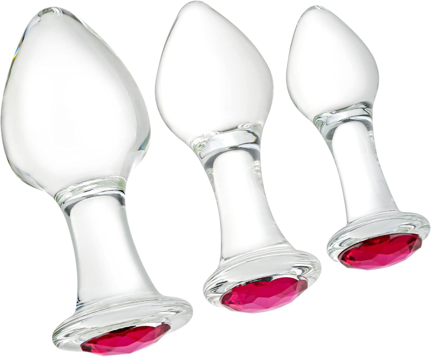 Crystal Glass Anal Plug with Beaded Design, Transparent Small Size for Beginners — detail image 8