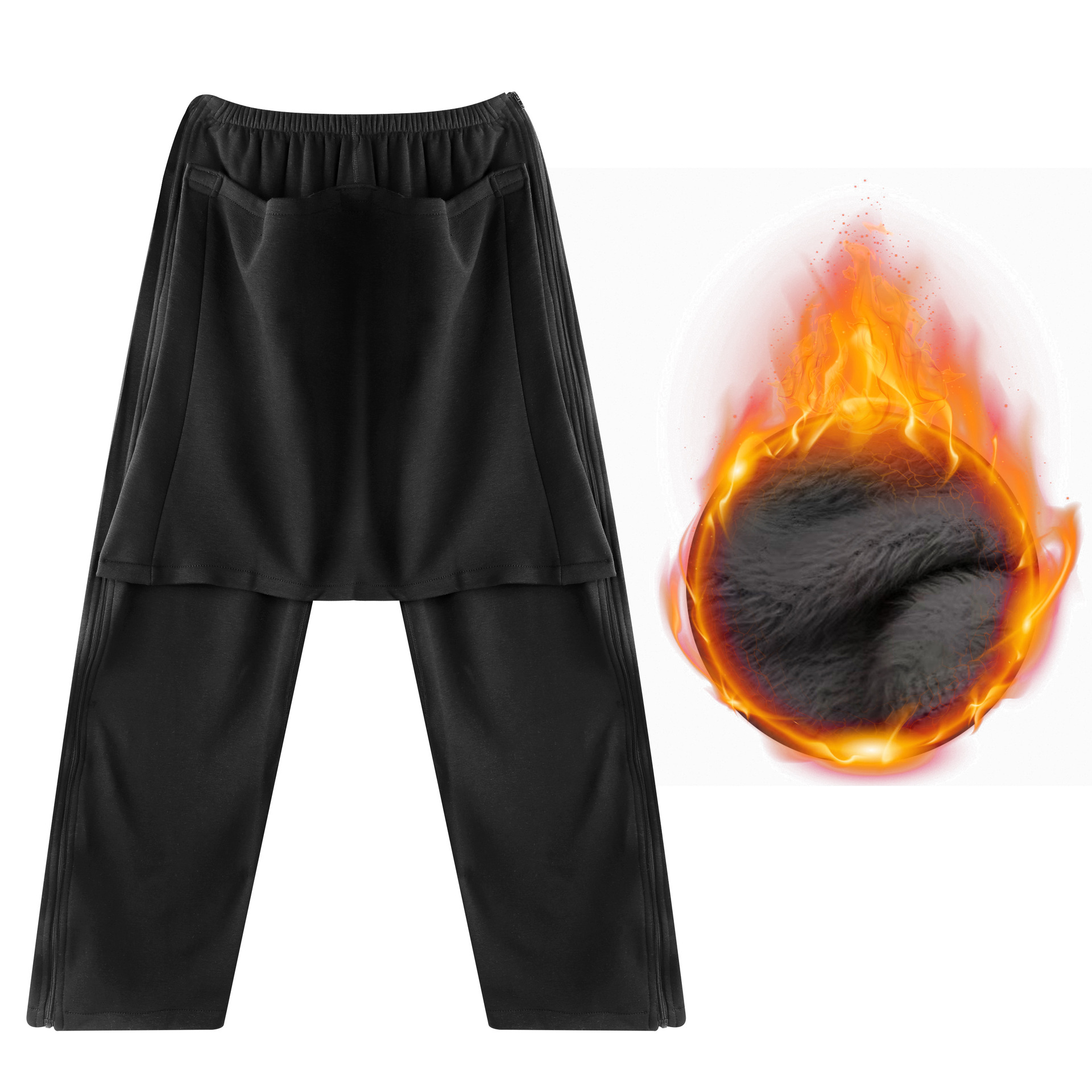 두꺼운 전면 커버 양면 지퍼 블랙 벨벳