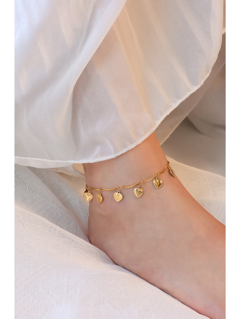 Fashion Heart-shape Titanium Steel Anklet Wholesale display picture 7