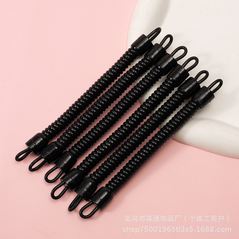 Plastic Phone Cord Black Rubber Head Pu Spring Rope Fishing Gear Lost Rope Phone Cord Keychain Plastic Elastic Rope