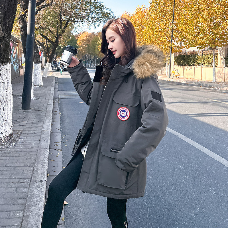 【Cross-Border Shipping】Men's down Jacket Couple's Cotton Vest Thickened Parka Casual Workwear Coat with Large Raccoon Fur Collar