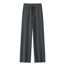 100纯羊毛精纺双提加厚直筒裤四平高腰垂感休闲宽松外穿羊毛裤女