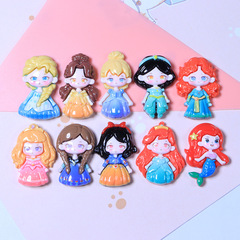 Cartoon cute shiny princess resin jewelry accessories diy cream glue phone case hairpin water cup decorative patch