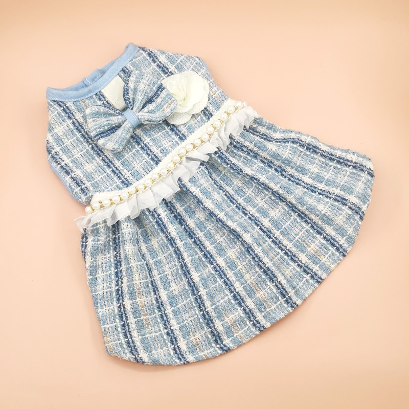 Sweet Polyester Plaid Flower Pet Clothing display picture 8