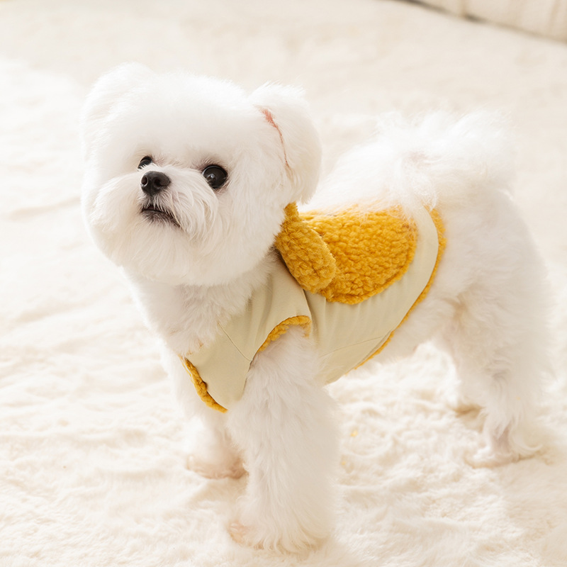 Coreano encantador viento otoño invierno cálido perro chaleco de peluche tridimensional chaleco de oso perro pequeño y medio chaleco de ropa de mascotas