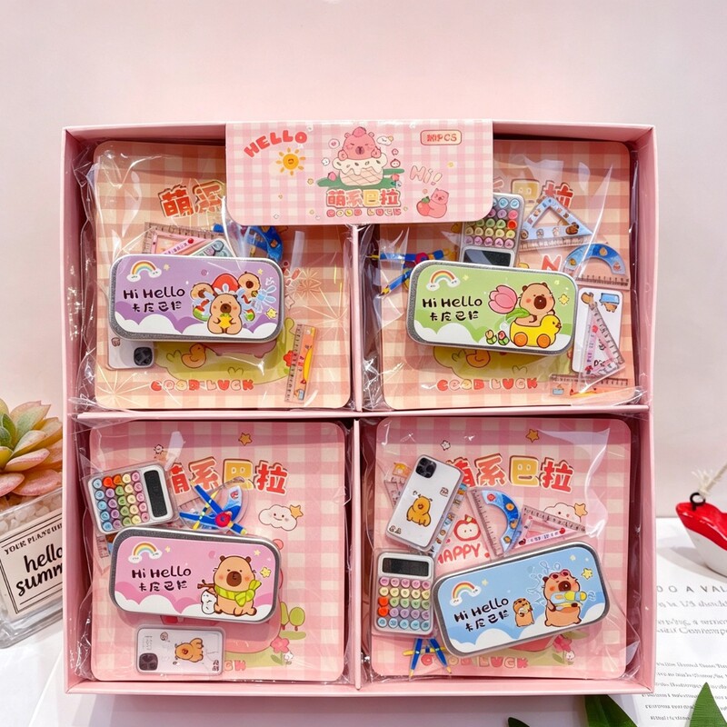 Kapibara Mini Miniature Stationery Box Creative Set Cute Cartoon Creative Miniature Stationery Scene Pretend Play