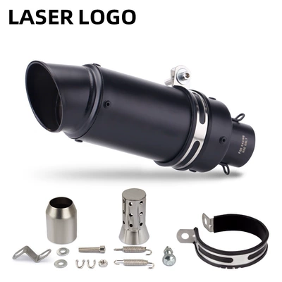 Motorcycle exhaust pipe with Silencer Modified Exhaust - all-black-slanted-tail-51mm