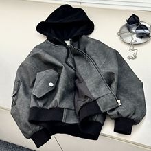 男童外套儿童秋季韩版2025新款潮酷连帽皮衣童装机车上衣个性宽松