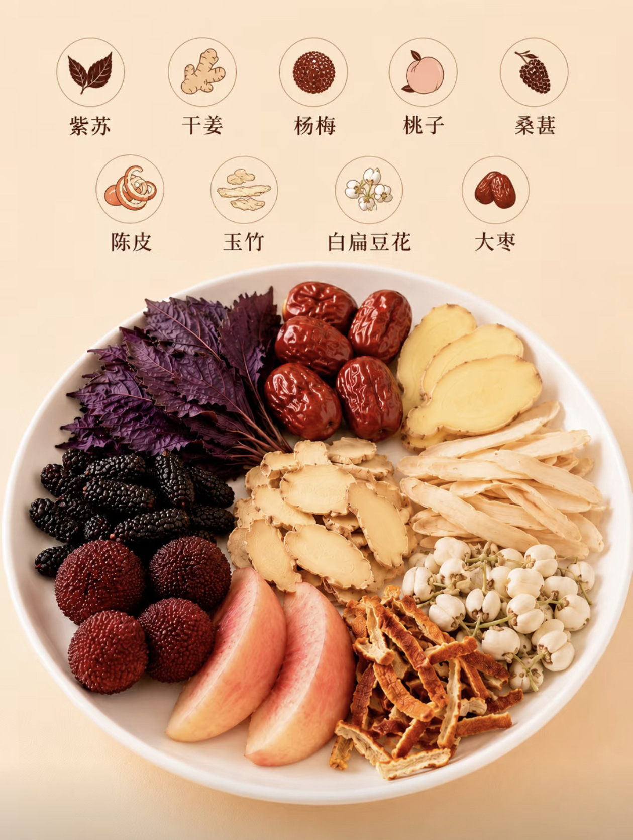 Perilla Peach Wumei Ginger Tea Zisu Taozi Yangmei Jiang Cha 15g x 10 Bags Herbal Infusion specifications