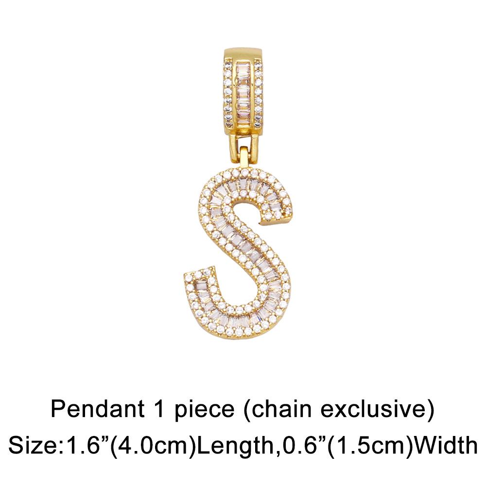 15g Weight 18K Gold Plated Plating Material Necklace Classification Wedding Occasion Copper Material Geometric, Letter Pattern Unisex Gender Fashion Style Fashion Zircon Letter Hip Hop Men's And Women's Copper Necklace 17