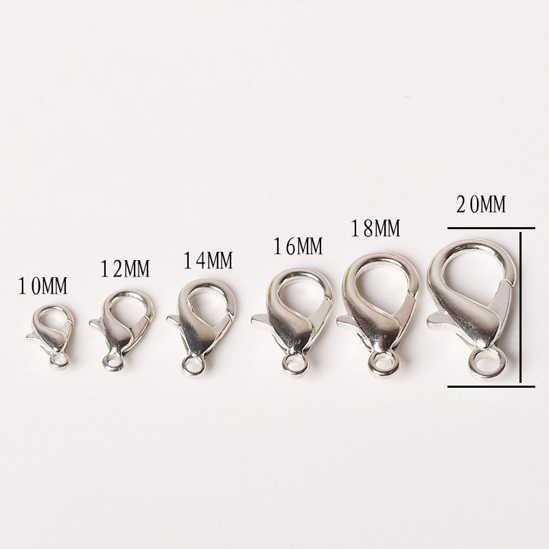 White K nickel color lobster clasp diy handmade jewelry accessories beaded necklace bracelet buckle connection spring buckle material