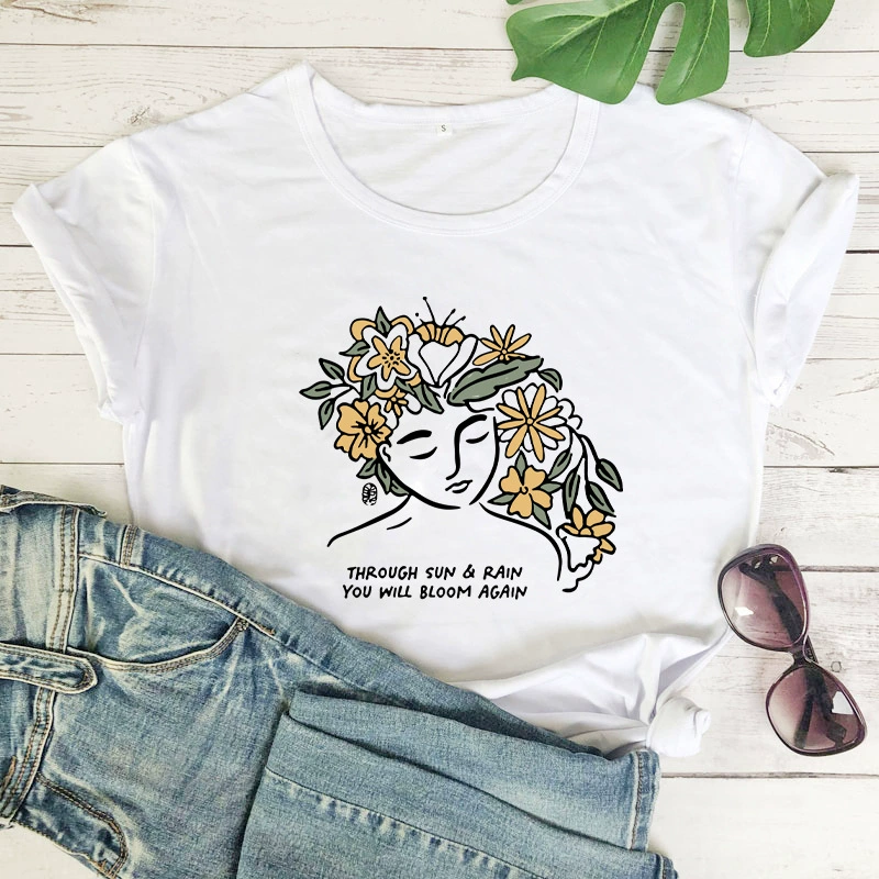 YOU BLOOM AGAIN Футболка с красочным принтом, мужская и женская Свободная футболка с коротким рукавом