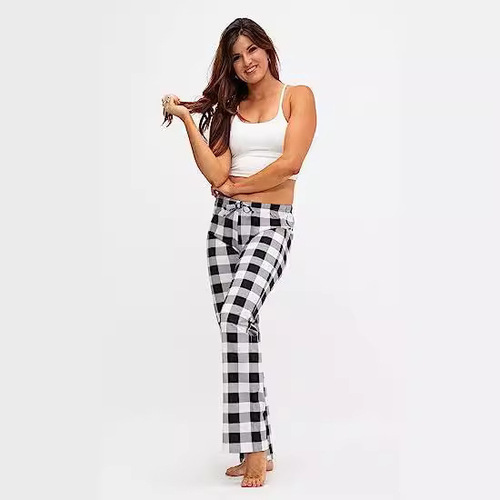 Amazon Women's Spring and Autumn Rope Corduroy Grid Print Pants Long Pants Casual Pants Home Pants Loose and Slimming