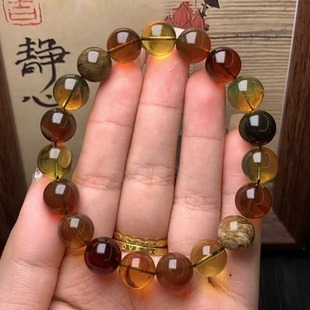 天然琥珀蜜蜡多宝手链由血珀蓝珀根珀组成单圈手串文玩配饰配件