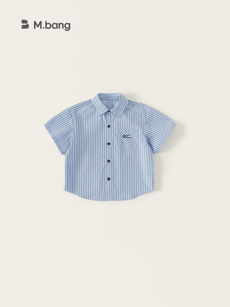Youbao ropa para niños camisa para niños verano nuevo estilo universitario niño grande simple casual rayas corbata niños manga corta