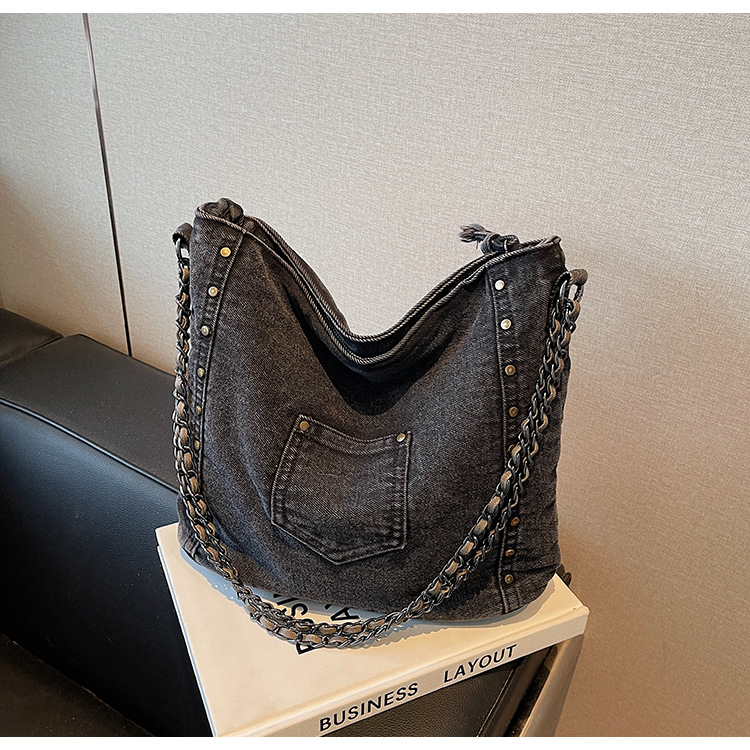 Versión coreana del bolso de gran capacidad para mujer 2025 nuevo bolso de mensajero de hombro de mezclilla retro bolso de viaje casual image 8