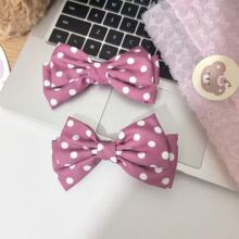 日系少女粉色波点蝴蝶结对夹元气感jk头饰甜美可爱发夹高级感发饰