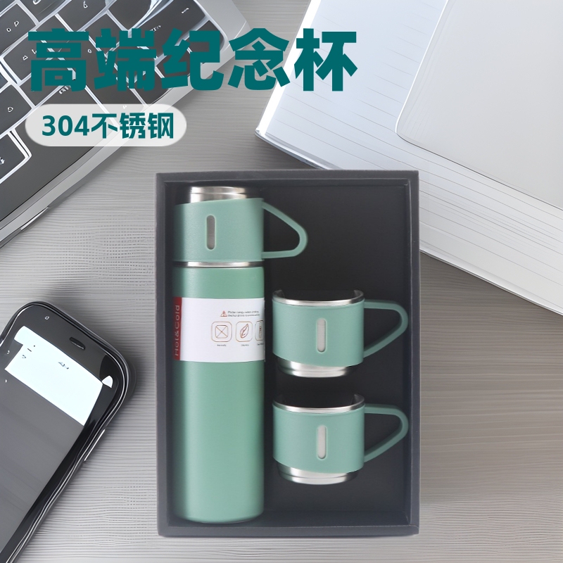 Cross-Border 304 Stainless Steel Thermos Cup with Three Lids, Business Office Gift Water Cup Gift Box Set, Custom Cup Cross-Border 304 Stainless Steel Thermos Cup with Three Lids, Business Office Gift Water Cup Gift Box Set, Custom Cup