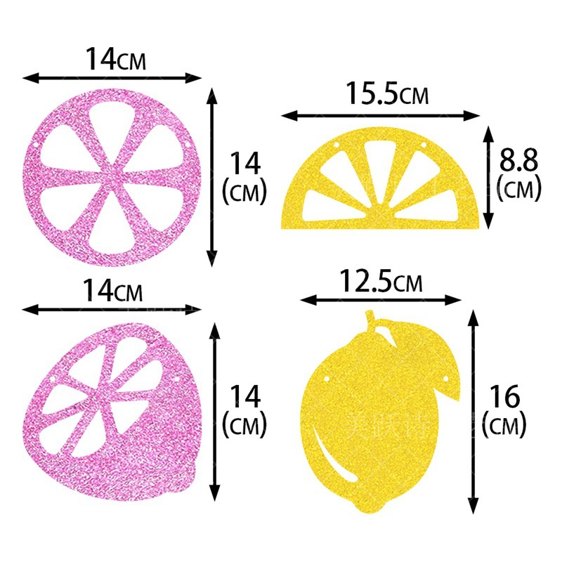 Nuevo estilo transfronterizo decoración de fiesta de verano, bandera de tirón, decoración de escena de fiesta de verano hawaiana, bandera de tirón de limón