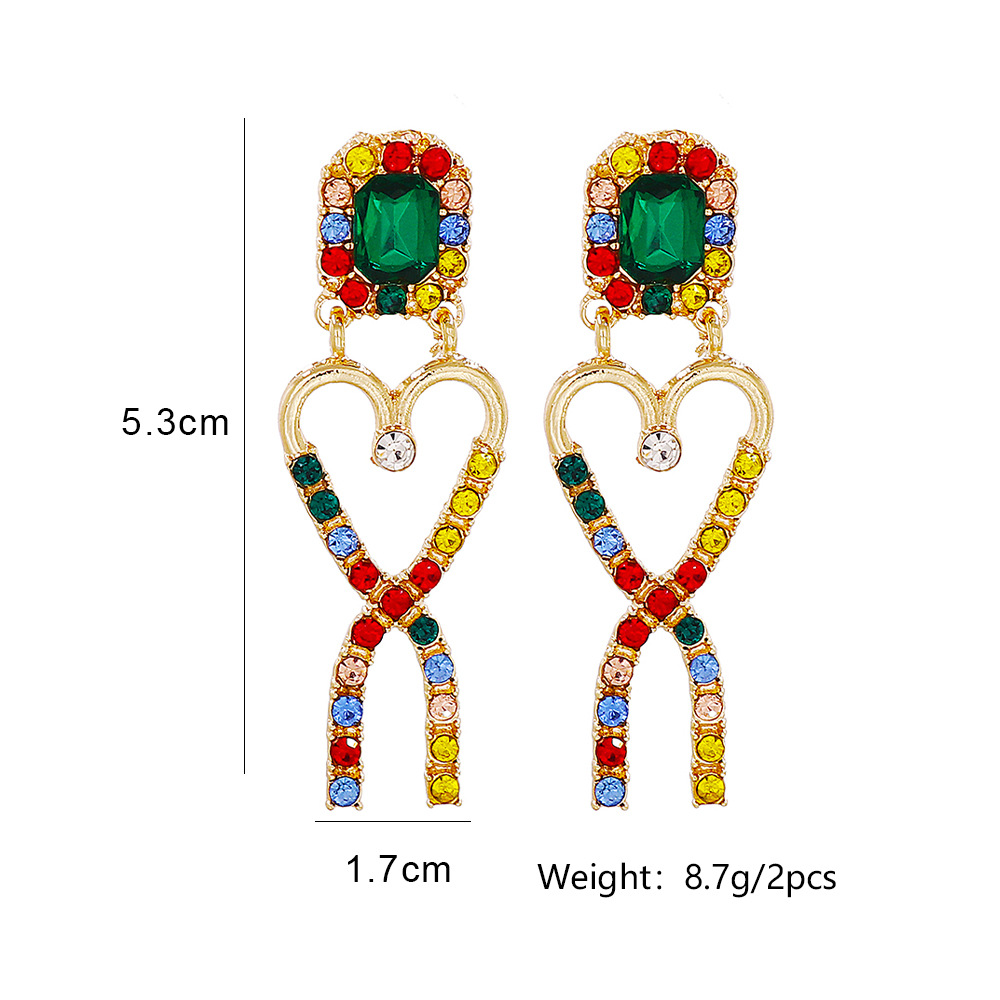 new fashion female color diamond geometric heartshaped shape earringspicture1