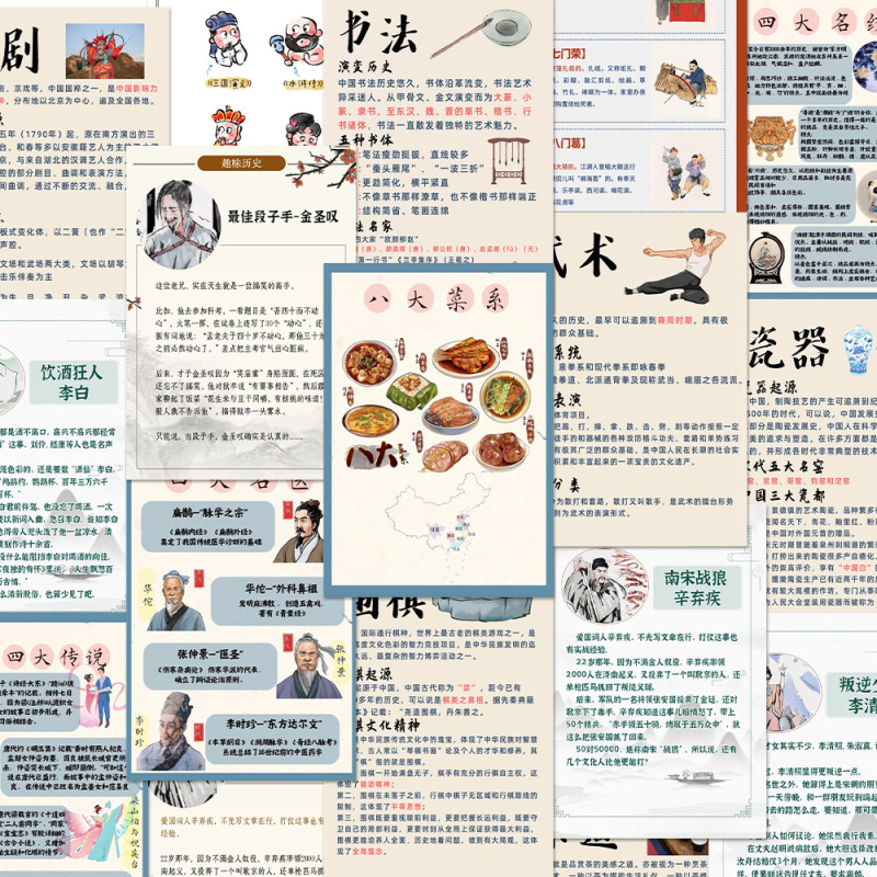 96张文化常识贴纸儿童语文启蒙知识学习装饰笔记本iPad贴画防水|undefined
