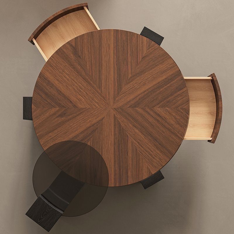 Mesa de centro redonda minimalista italiana para sala de estar, uso doméstico, diseño de lujo ligero, estilo de mediados de siglo, juego de mesa de centro de madera de nogal