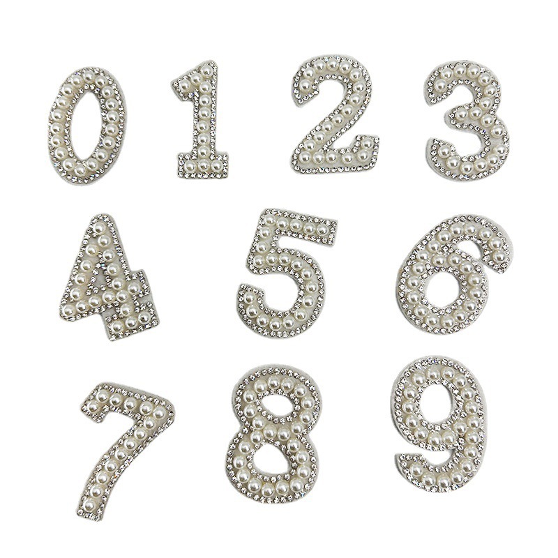 Nuevo no tejido perla digital pegatinas de perforación caliente accesorios de ropa pegatinas de perforación joyas de perforación decoración diy pegatinas de letras