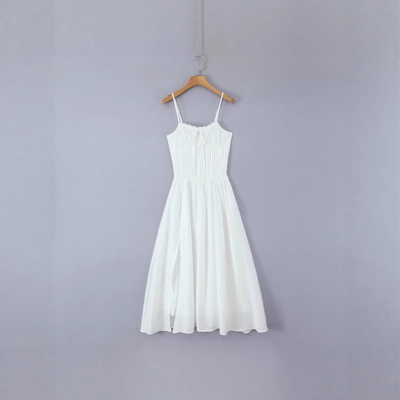 Spring Time Weiyang French Pure Desire Style High-End Lace Edge Elegant Fairy Dress Vacation Slit Suspender Dress