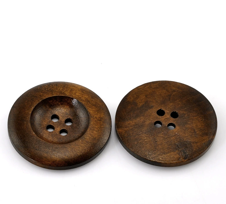 Ювелирные Изделия Поставки фабрики сразу застегивает темно-коричневые круглые вогнутые кнопки с четырьмя отверстиями деревянные 35mm-20