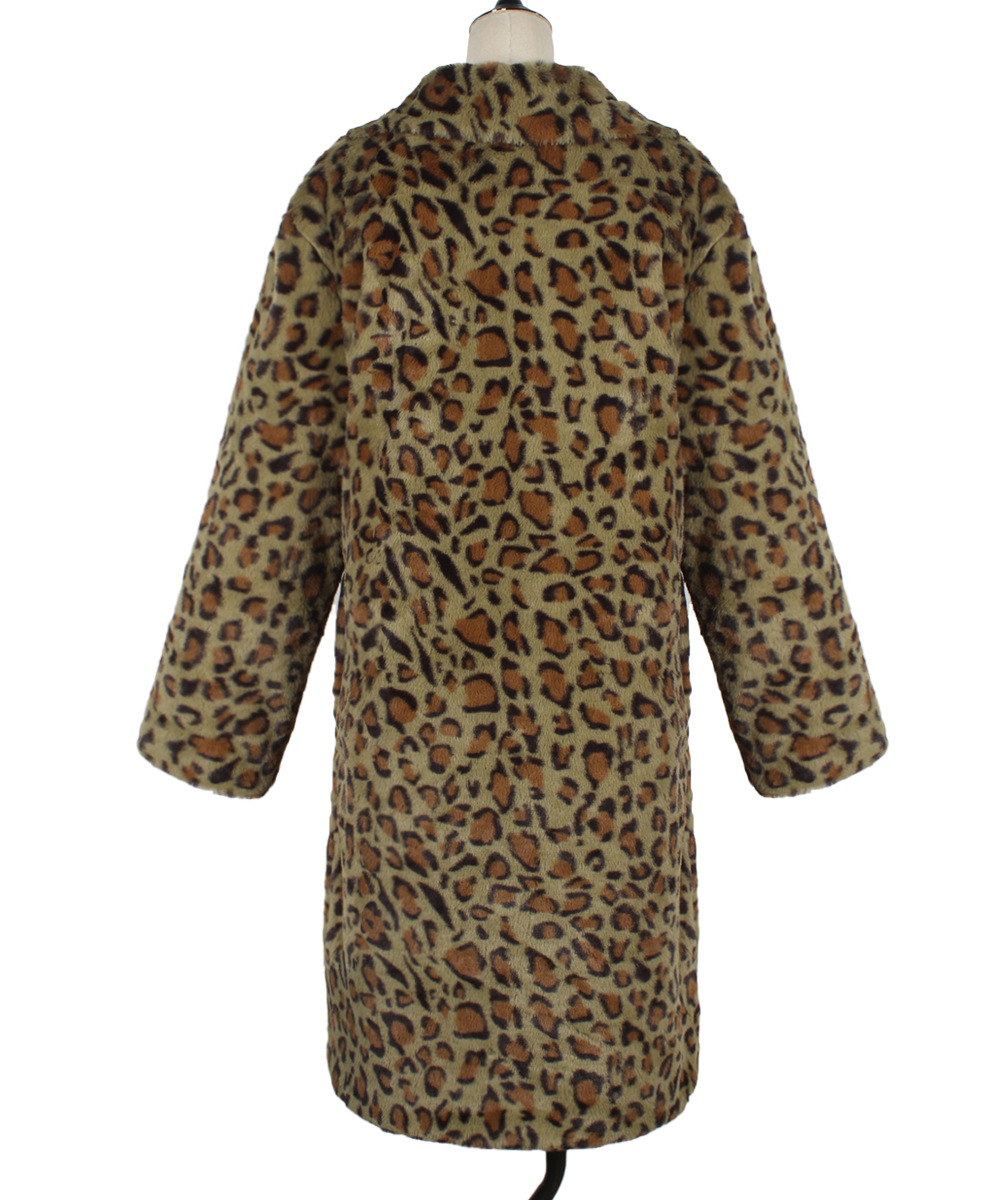 Women's Clothing hot selling leopard print   fur plush lapel coat long fashionable autumn and winter new style_voghion.com