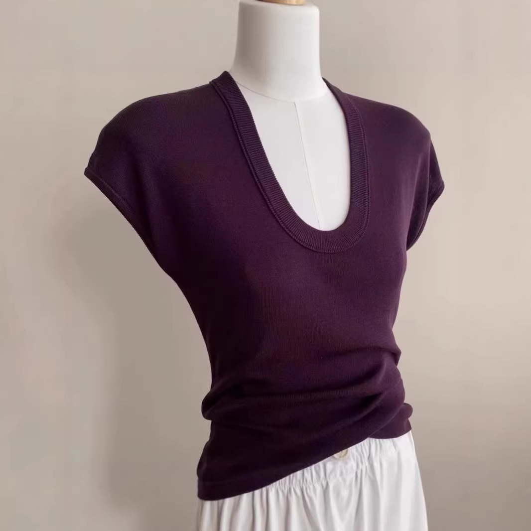 Áo thun nữ cổ tròn tay ngắn chất liệu Tencel ôm nhẹ form chuẩn — đen chi tiết 3