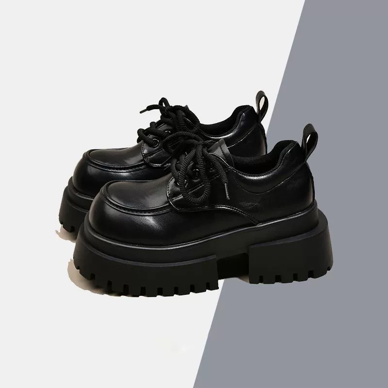 Толстого дна дикого английского стиля ретро jk Lefu одиночные туфли с большой головой на шнуровке маленькие кожаные туфли женщины 2024 осень новая